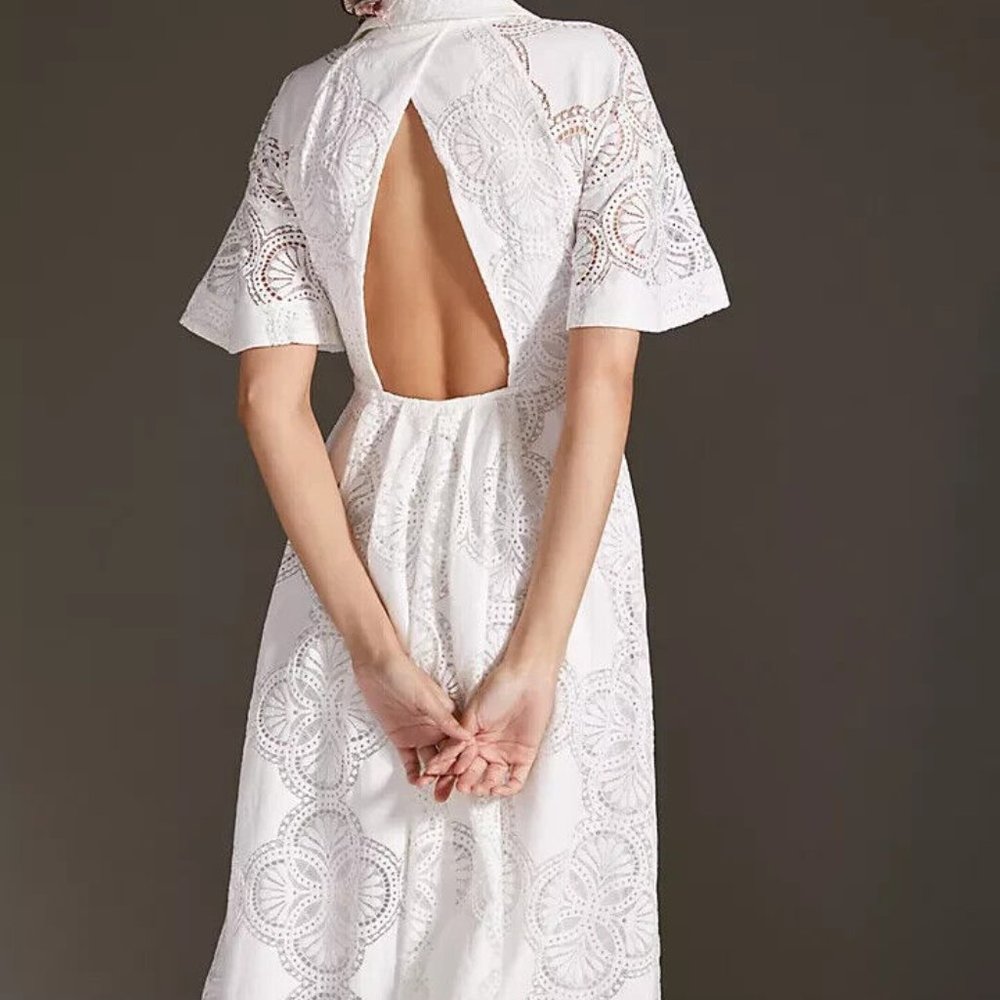 Anthropologie Maeve Eyelet Midi Dress - Picture 6 of 7